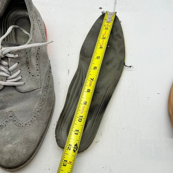 Cole Haan Shoes Men 13 Gray Suede Orange Grand Evolution Wingtip Oxfords Dress - Picture 9 of 9